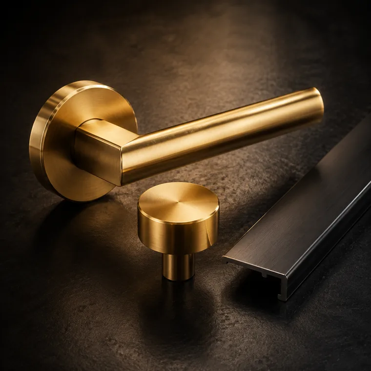 Gold PVD coated architectural hardware
