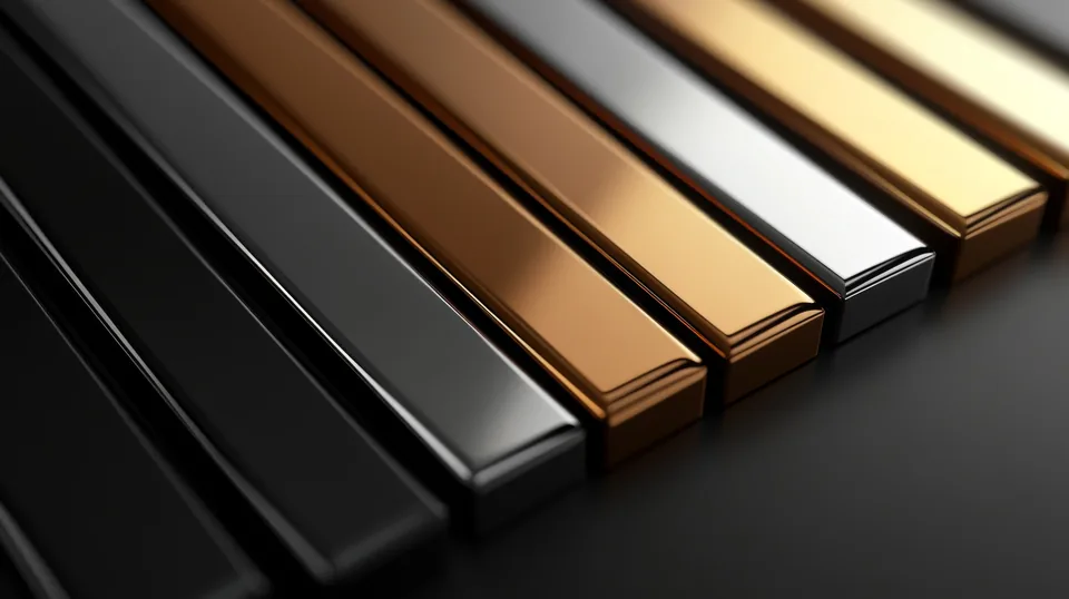 PVD colour finish samples in metallic tones